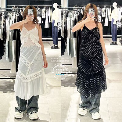 SLY25秋透视性感长款吊带连衣裙