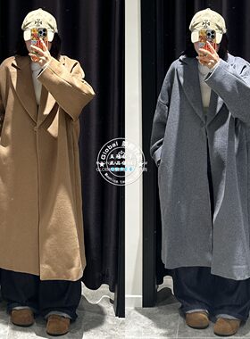 MOUSSY羊毛双排扣长款大衣外套