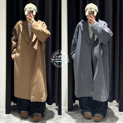 MOUSSY羊毛双排扣长款大衣外套