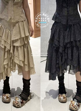 SLY国内代购 26夏 日系碎花荷叶边圆点长款半身裙子038JSA31-1009