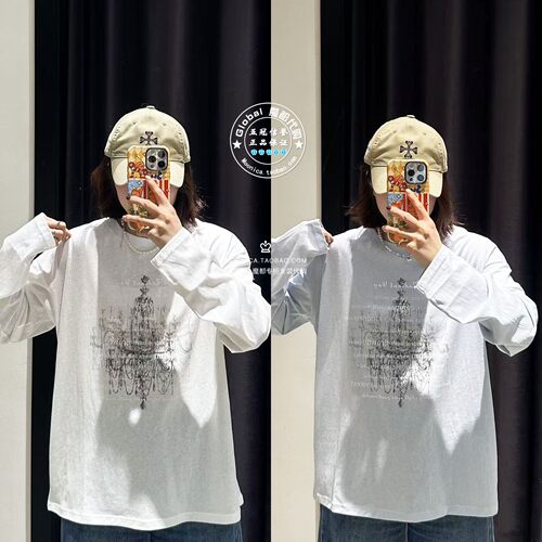 MOUSSY日系字母印花长袖T恤衫女