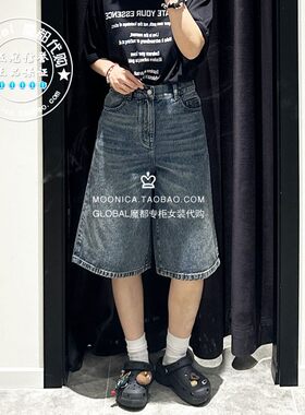 MOUSSY水洗宽松五分牛仔短裤子女