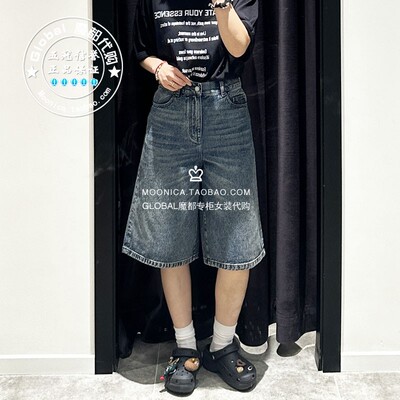 MOUSSY水洗宽松五分牛仔短裤子女