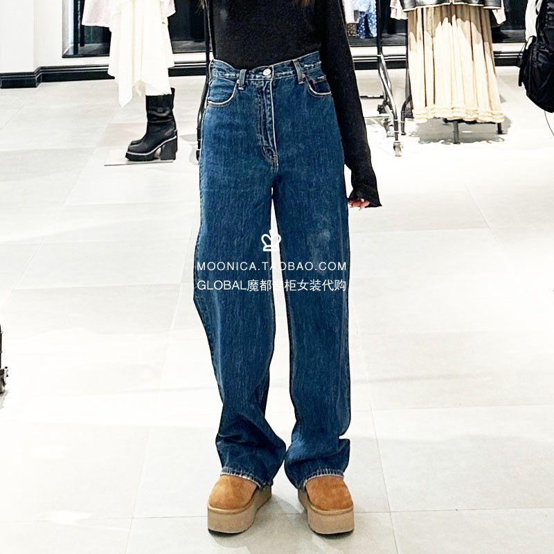 春高腰棉直筒牛仔裤女