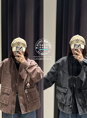 MOUSSY国内代购 26春 复古立领牛仔夹克衫外套女 028JSA10-1004