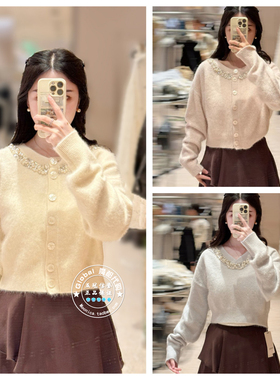 SNIDEL 国内代购 25秋 甜美钉钻短针织开衫 SWNT254310