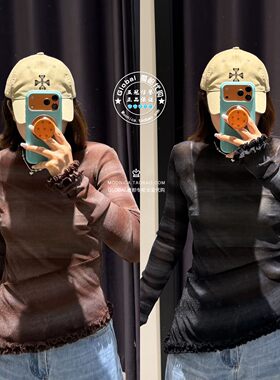 SLY日系条纹修身长袖T恤衫上衣女
