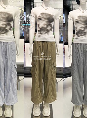 特价 MOUSSY国内代购 26夏 松紧抽绳阔腿休闲裤子女028JSB31-1072