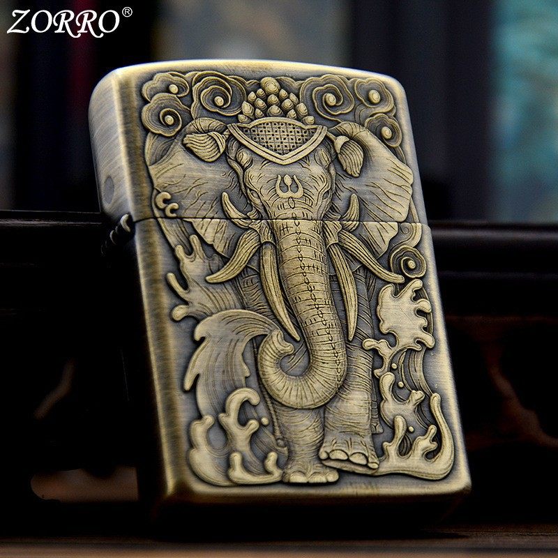 ZORRO佐罗煤油打火机盔甲正品3D浮雕六牙神象做旧送礼蚀刻纪念品,ZIPPO/瑞士军刀/眼镜,煤油打火机,淘宝优惠券,粉丝福利购,淘宝优惠卷