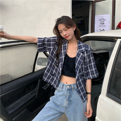 Real price ~ Korean casual thin Plaid suit jacket