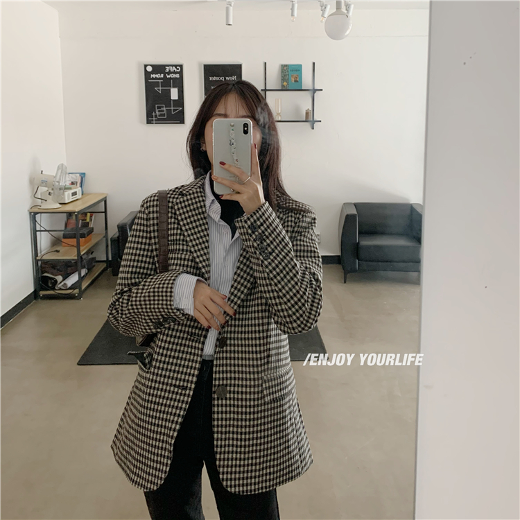 Real shot ~ British style casual casual casual Plaid suit