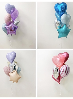 蓝色系粉色系紫色系爱心气球18寸爱心气球生日布置氦气生日场景