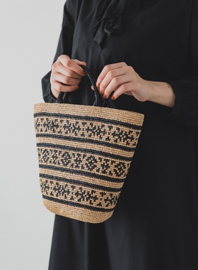 横田图解 little lion竹和纸钩针提花手拎包sasawashi flat材料包