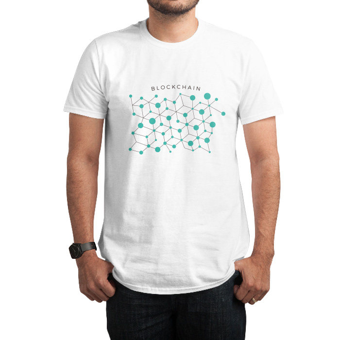 Blockchain区块链图案 简约图形字母男士学生修身圆领短袖T恤包邮