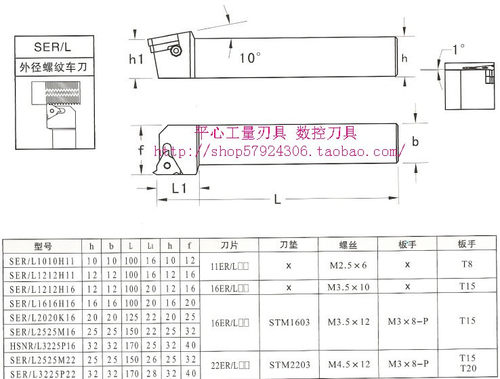 【皇冠信誉】外螺纹车刀/数控车刀SEL3232P16  32方反螺纹刀