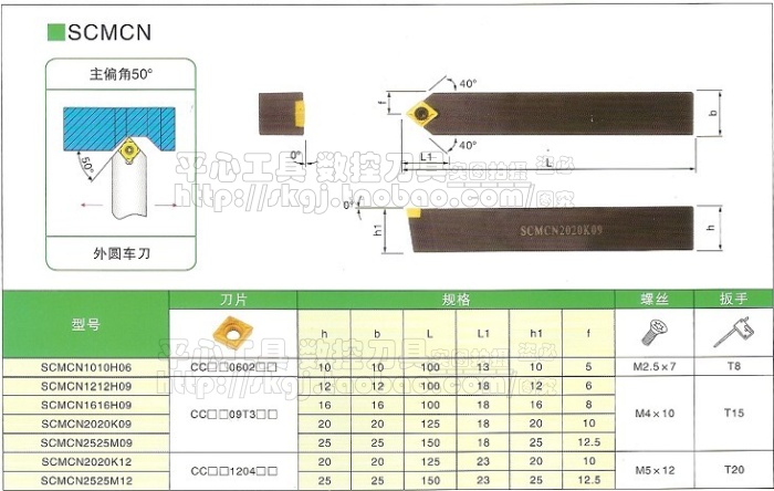 皇冠信誉/50度外圆数控车刀/数控车刀杆SCMCN1616H09-80 16方尖刀
