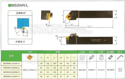 皇冠信誉/45度压板式数控外圆端面车刀杆/MSSNR2525M12/25方正刀