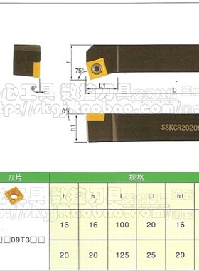 皇冠信誉】75度螺钉式数控外圆车刀杆/SSKCR1616H09 16方正刀