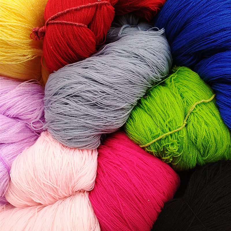 彩色涤纶开司米细毛线围巾线手工编织玩具帽子制衣材料220克包邮