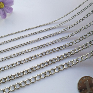 免邮 白K色加密细铁链条装 饰吊牌包包链小铁链子diy饰品链配件5米