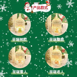 饰品挂件 圣诞节风灯烛台灯LED手提电子蜡烛灯水晶小夜灯圣诞节装