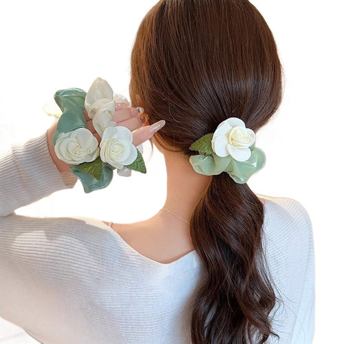 新款时尚温柔山茶花网纱