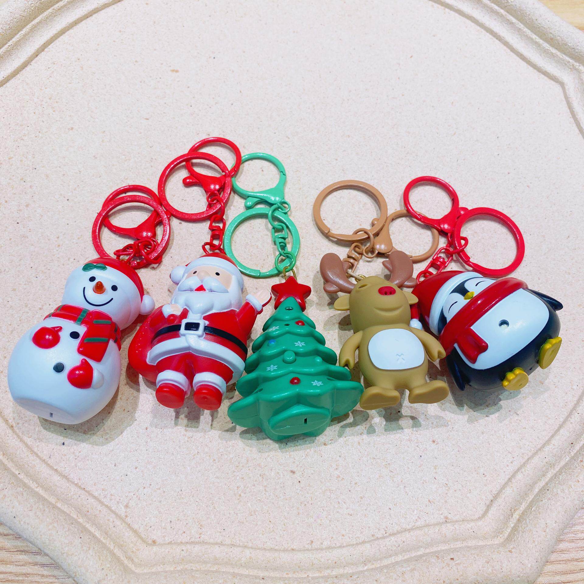 发光圣诞节钥匙扣挂件小礼品创意钥匙链挂饰公仔圣诞礼物批货
