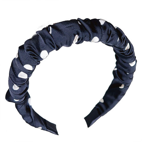 新款褶皱黑白波点发箍女