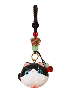 手工木雕小猫咪汽车钥匙