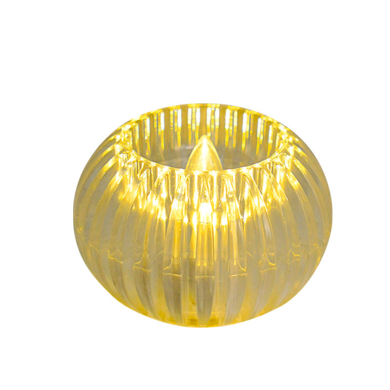 迷你透明水晶南瓜小夜灯led电子仿真蜡烛灯装饰氛围灯桌面小摆件