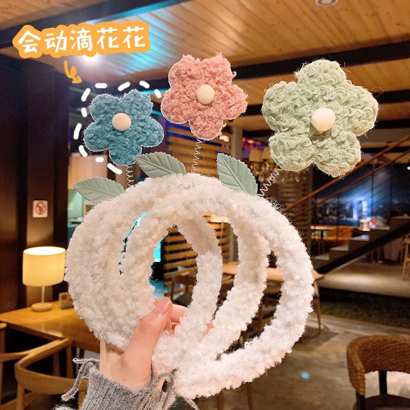 可爱羊羔毛花朵发箍毛绒