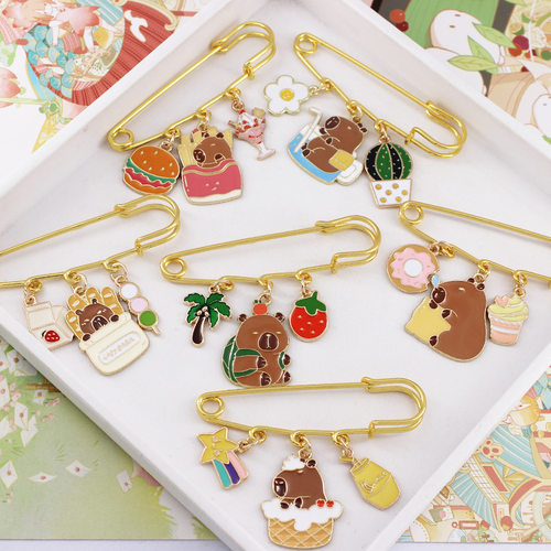 卡皮巴拉滴油合金胸针装