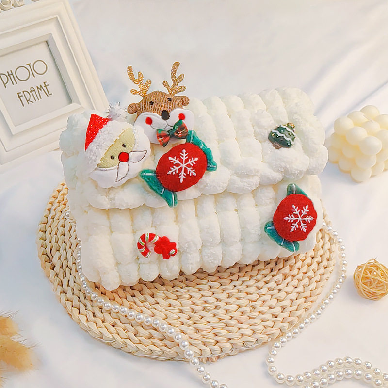 圣诞包奶油手工编织diy毛