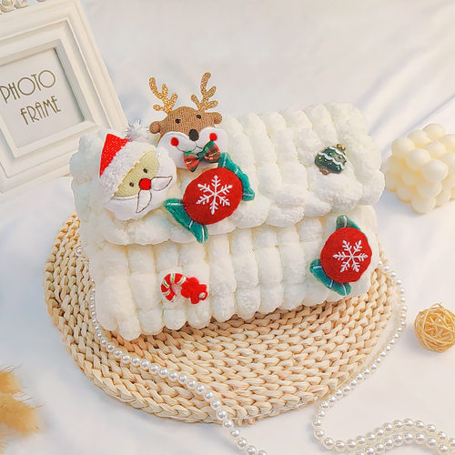 圣诞包奶油手工编织diy毛