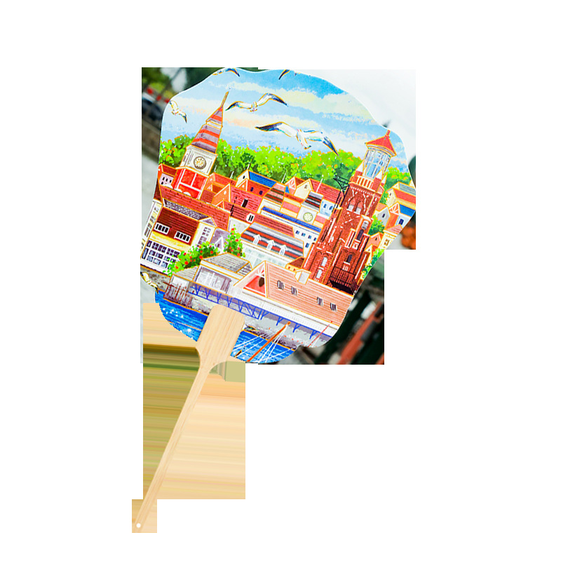 旅游地标打卡扇子中国风