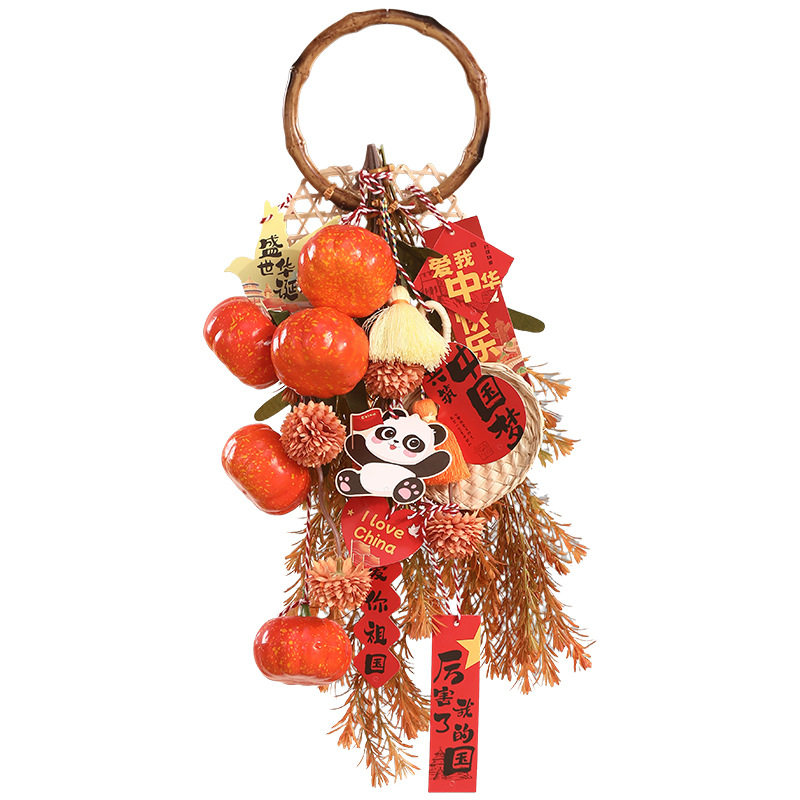 中秋节竹编花环挂件万字