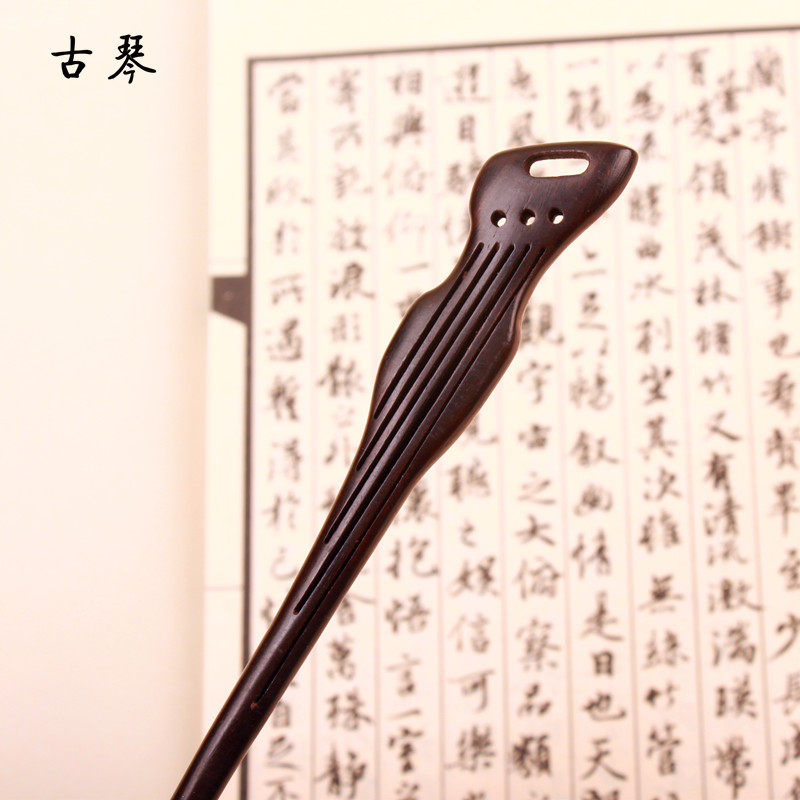 新中式黑檀木发簪子古琴日常百搭木质汉服旗袍古典中国风盘头发饰