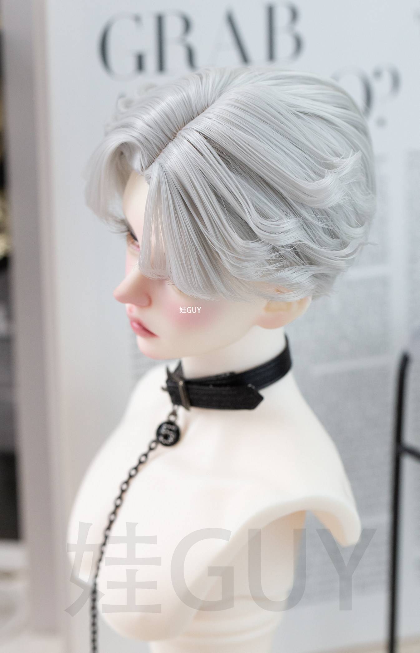 bjd4分3分假毛娃发中分短烫款图片