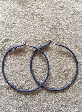 欧美流行精致款网红蓝色大耳圈款925银针小C圈耳钉耳饰品50元包邮