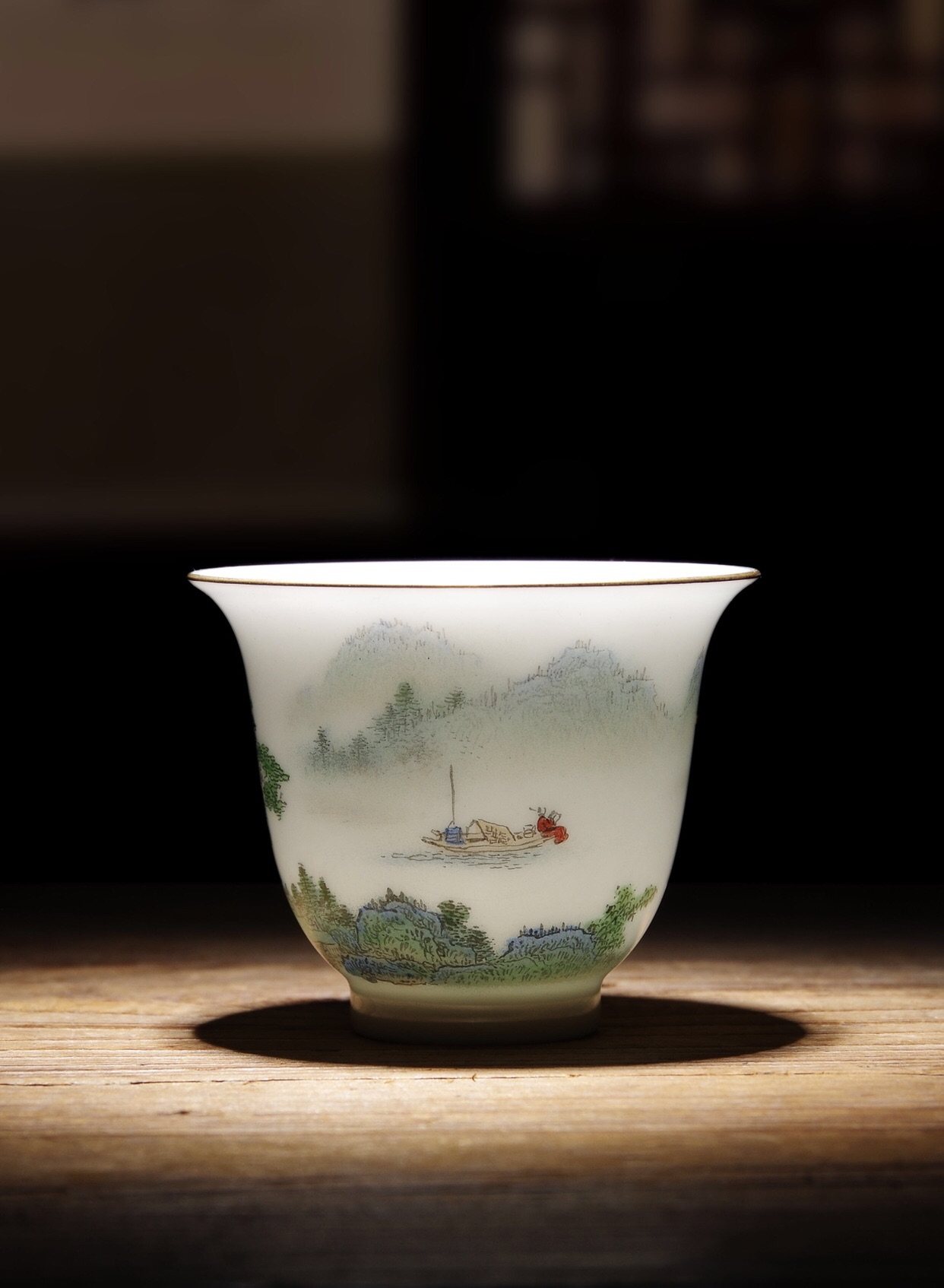 景德镇全手工渔樵耕读品茗杯