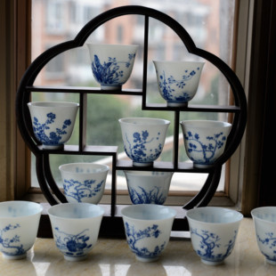 【小千山珍】晓山堂景德镇订制康熙青花十二花神杯 品茗杯 收藏品