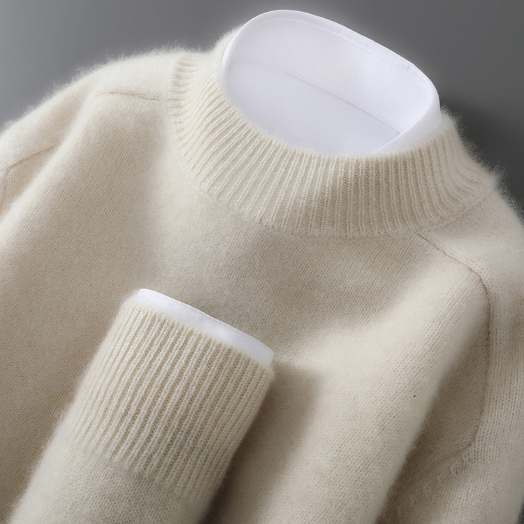 藏源绒秋冬100%纯山羊绒衫男士半高领毛衣冬季加厚针织打底羊毛衫