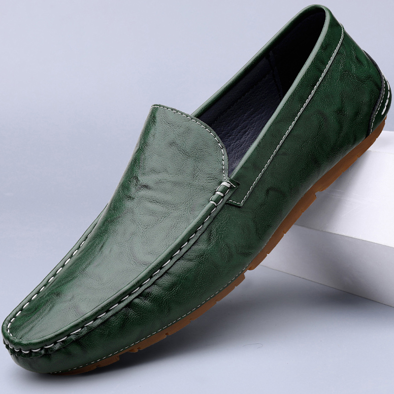 牛筋底豆豆鞋头层牛皮真皮软底潮