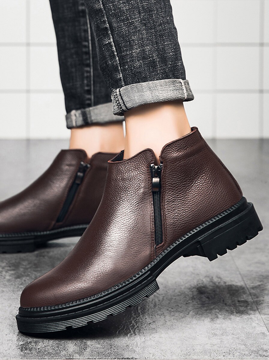 SIDE ZIPPER CHELSEA BOOTS PLY COWHIDE MENS HIGH-TOP BRITISH MARTIN BOOTS CARGO BOOTS VINTAGE BOOTIES SIZE 37