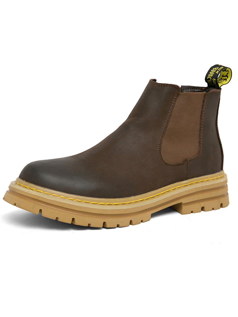 CHELSEA BOOTS MENS LEATHER SPRING AND AUTUMN HIGH-TOP COTTON SHOES MARTIN BOOTS BRITISH MID-TOP WINTER FLEECE BOOTIES CARGO SHOES