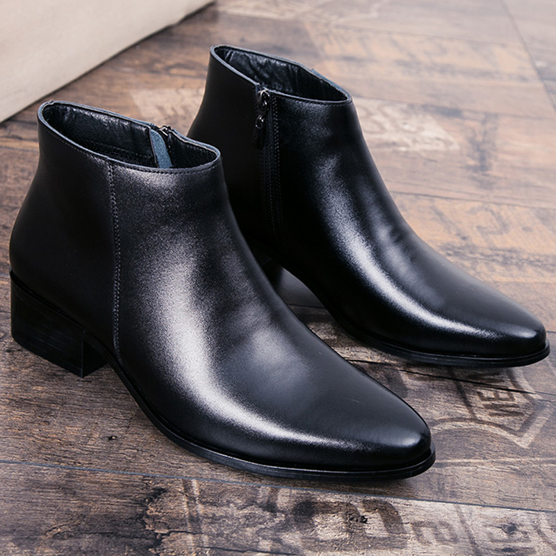 男士切尔西靴皮鞋尖头英伦风短靴