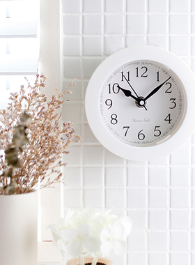 花纹现代浴室钟防水静音家用厨房钟表客厅仿生吸盘创意迷你小挂钟