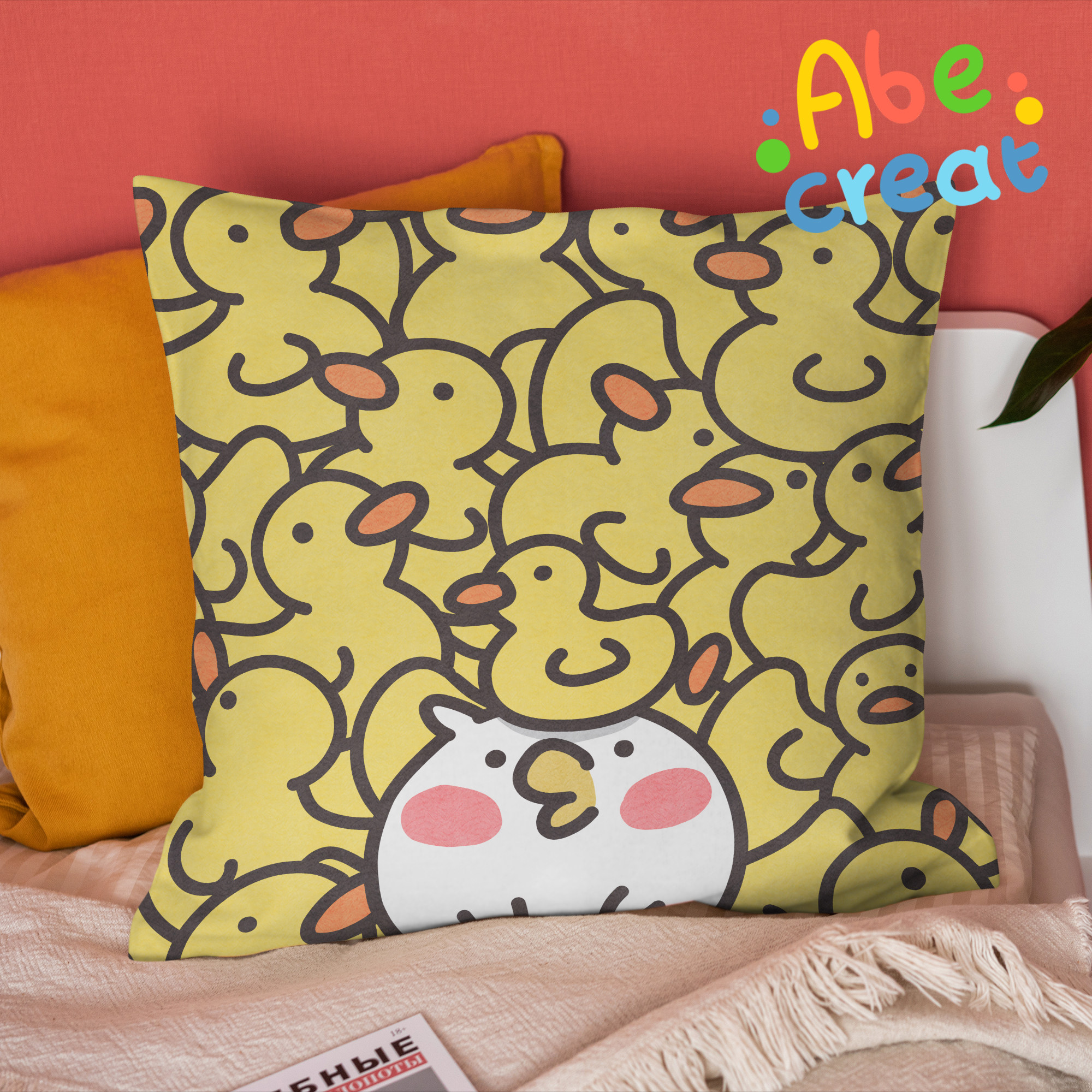 momo鸡压力大抱枕|必易文创卡通搞怪鸭力大正版方形柔软靠垫可爱