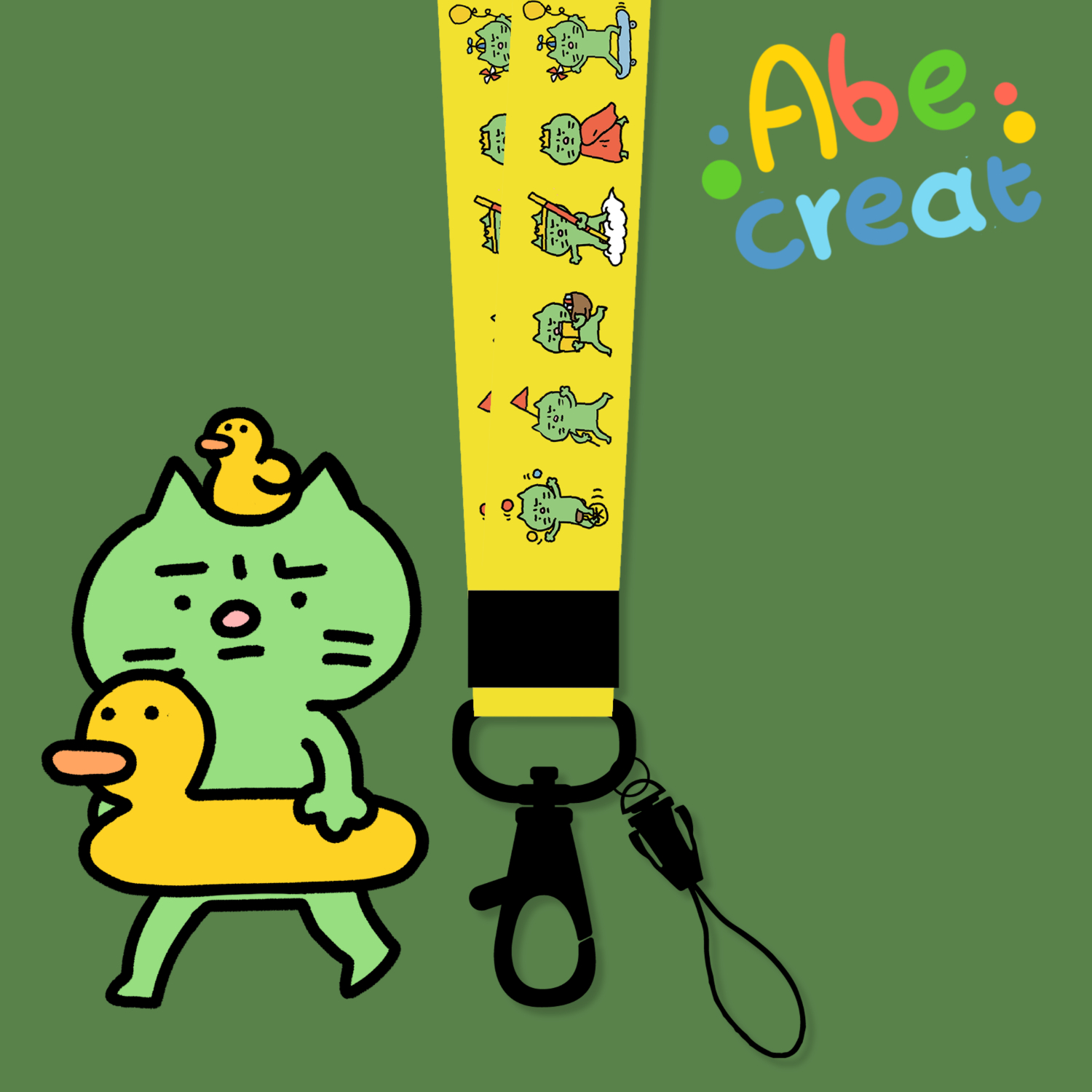 焦绿猫挂绳｜必易文创原创腕带