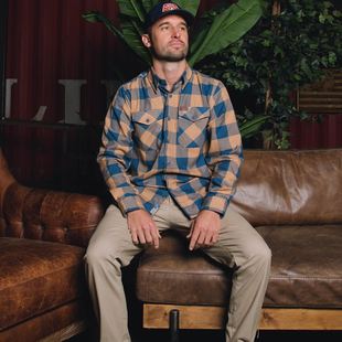 hiphop奇卡洛chicano户外棕蓝格子oversize宽松嘻哈长袖格子衬衫